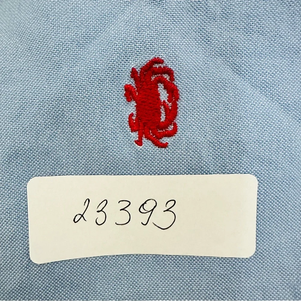 J Crew Men’s 35W Sunwashed Oxford Blue‎ 9” Shorts Red Crabs Cotton Chino Casual